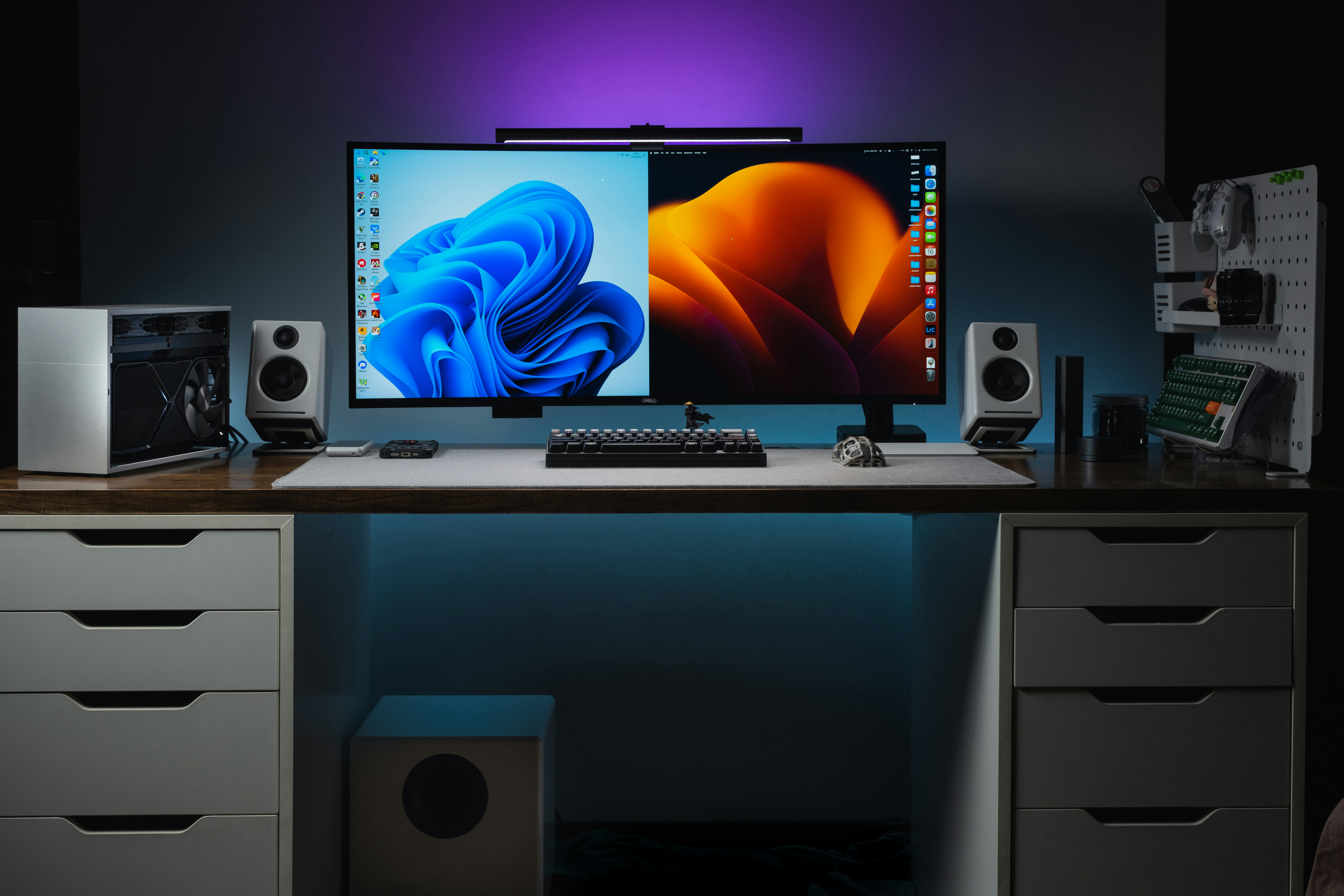 A desktop computer sitting on top of a wooden desk