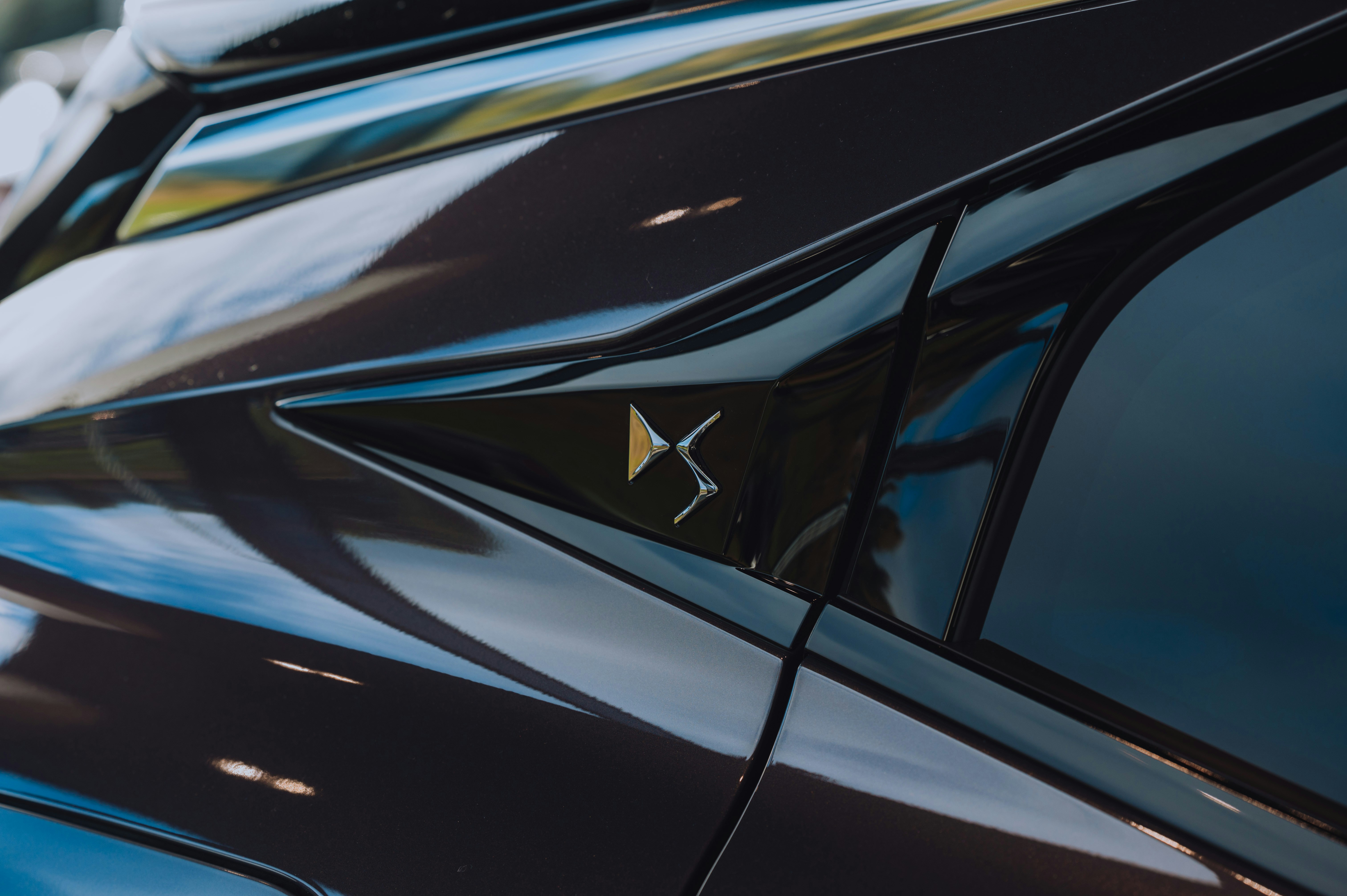 A close up of the hood of a car