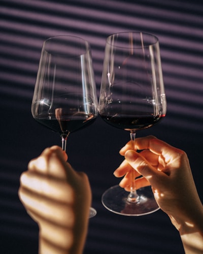 A person holding a glass of wine up to their face