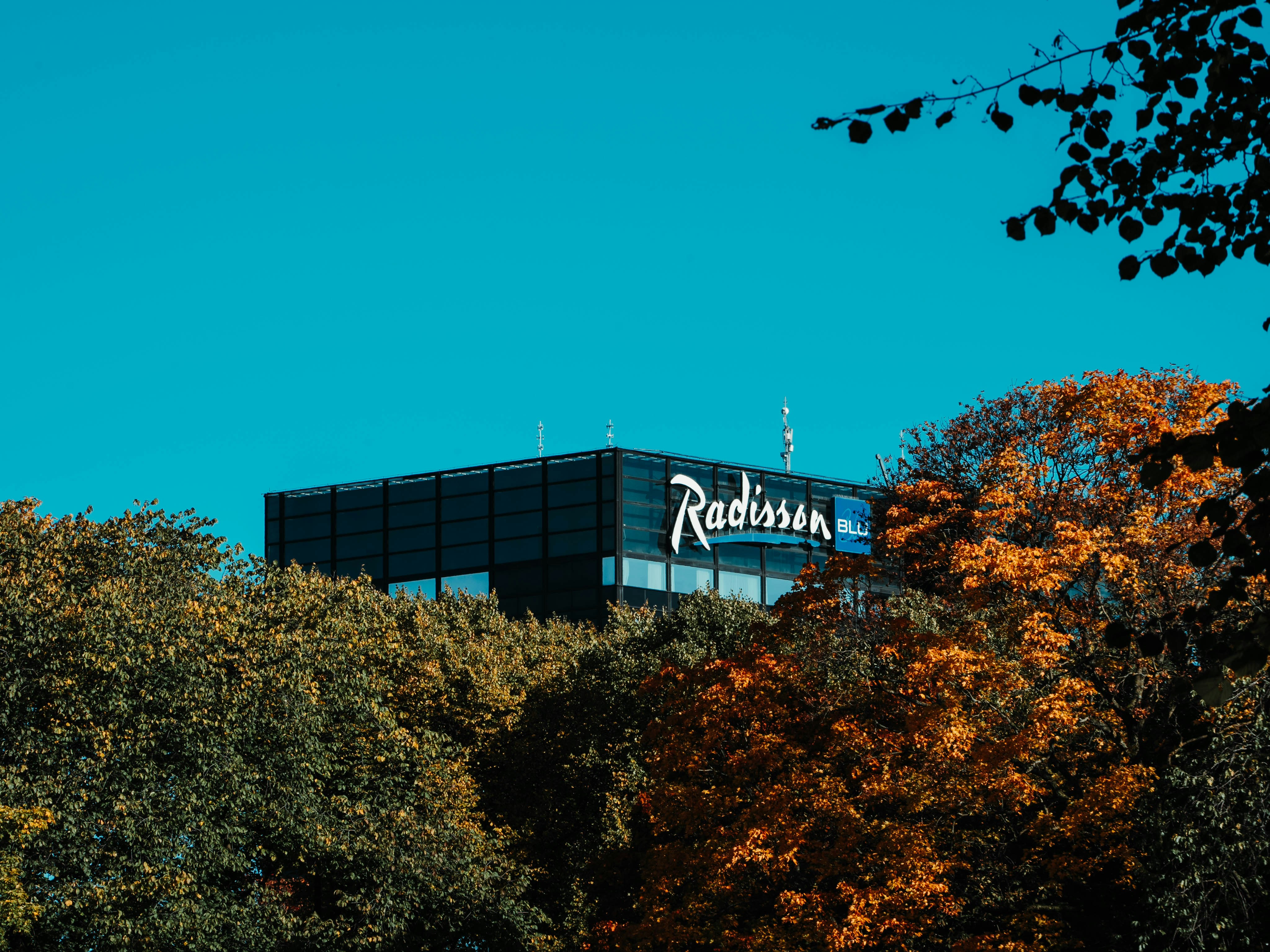 A building with a sign on top of it