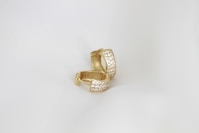 A close up of a ring on a white background