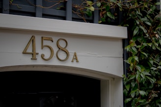 A close up of a door with a number on it