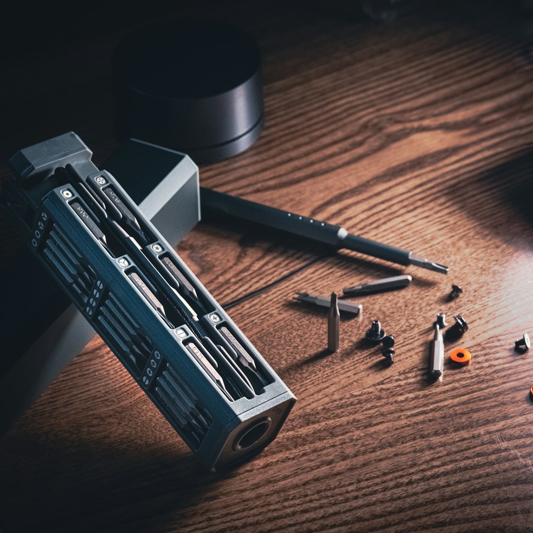Close-up of a precision micrometer tool on an industrial repair site