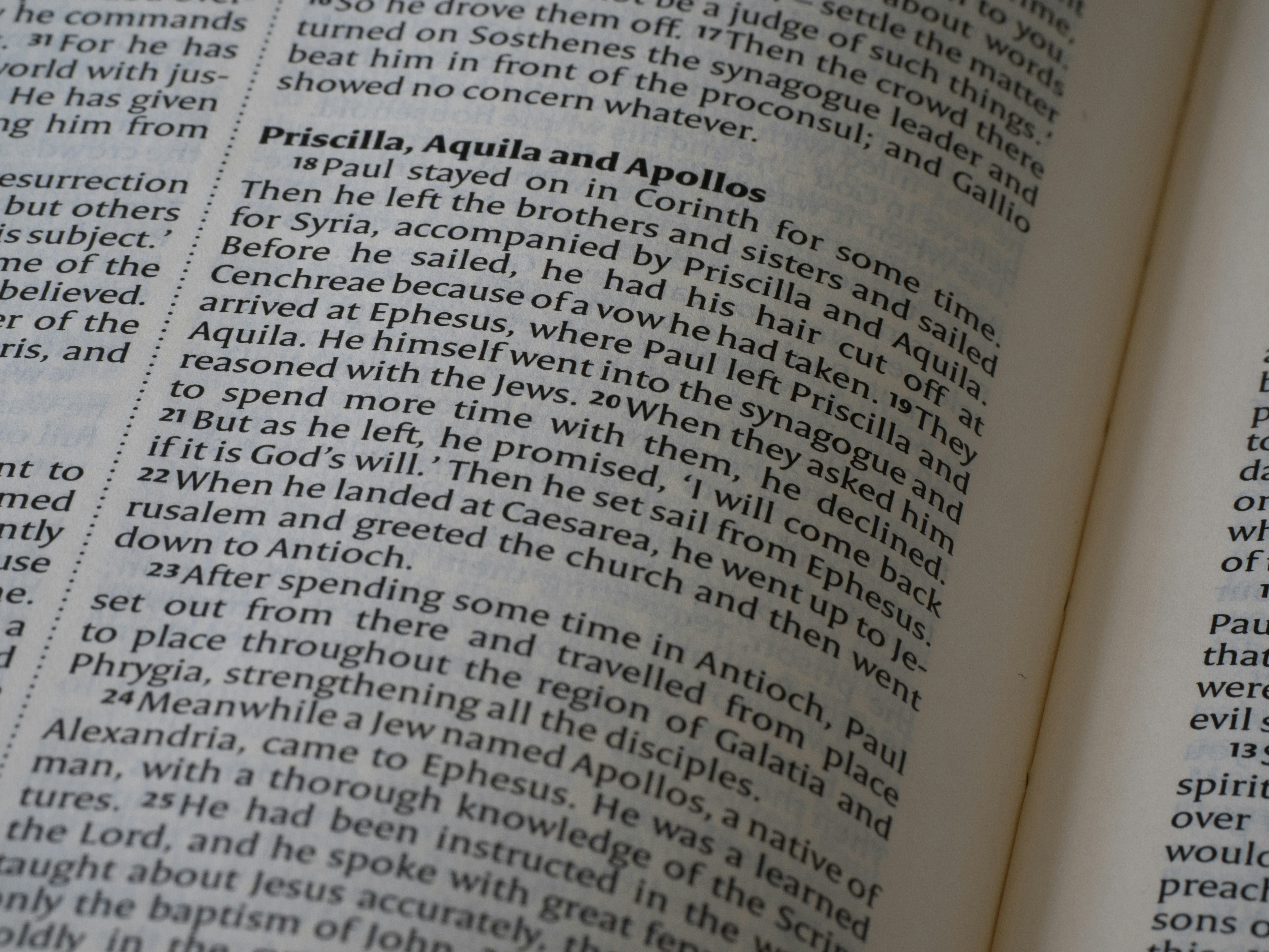 A close up of an open book with text