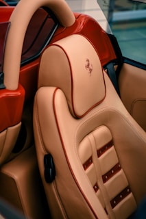 The interior of a car with a steering wheel