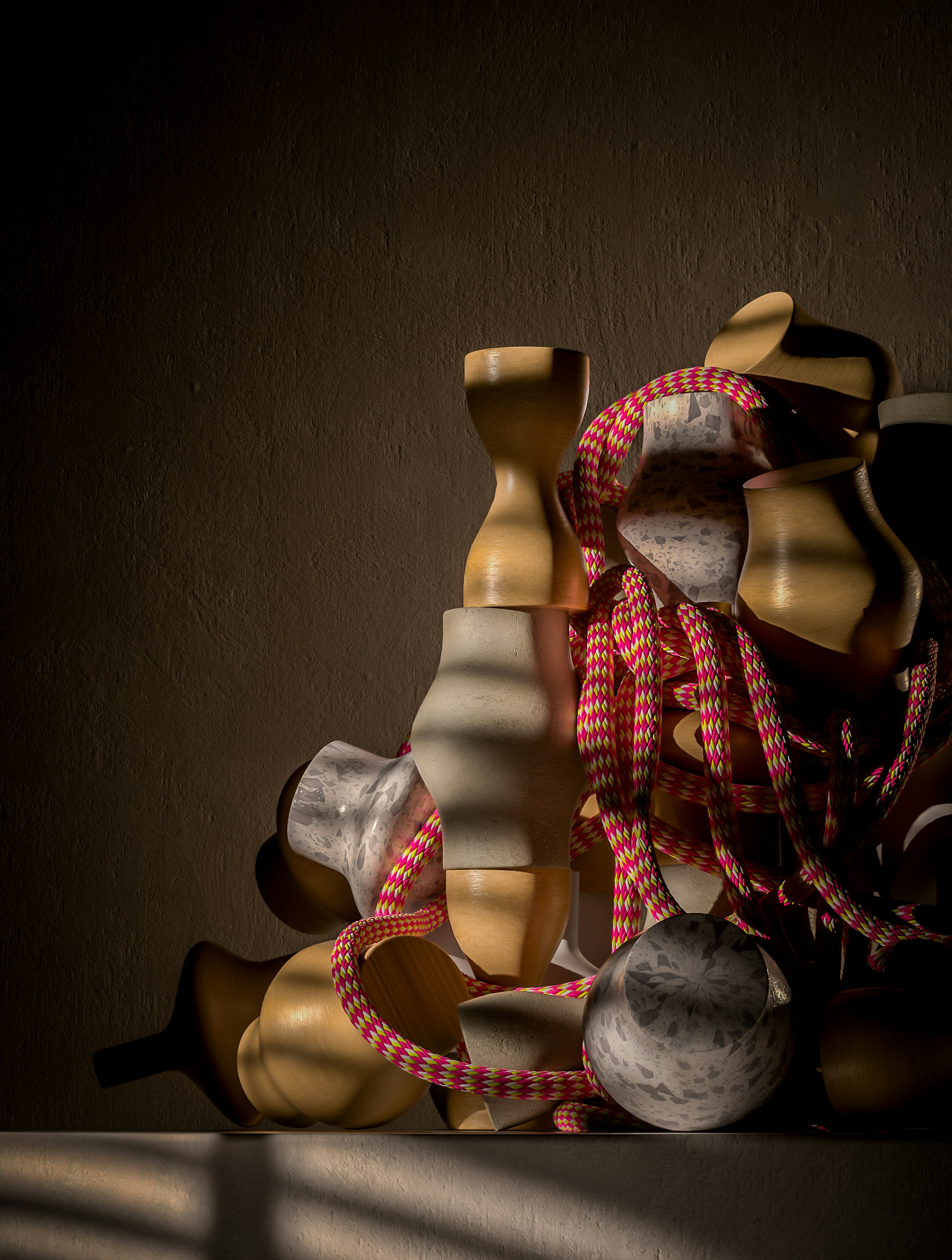 A group of vases sitting on top of a table photo – Free 3d Image on ...