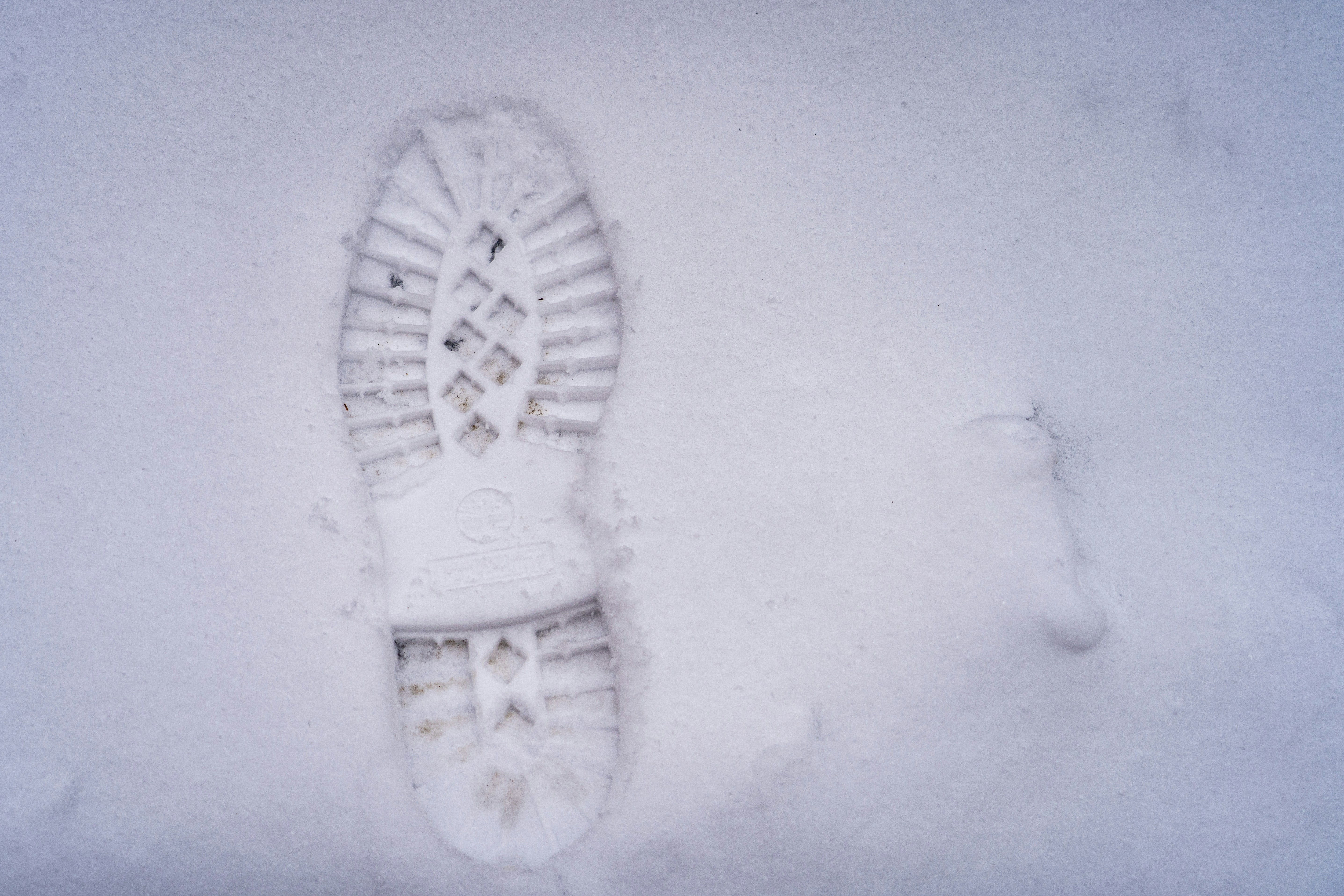 Les pieds d’une personne dans la neige avec une paire de chaussures