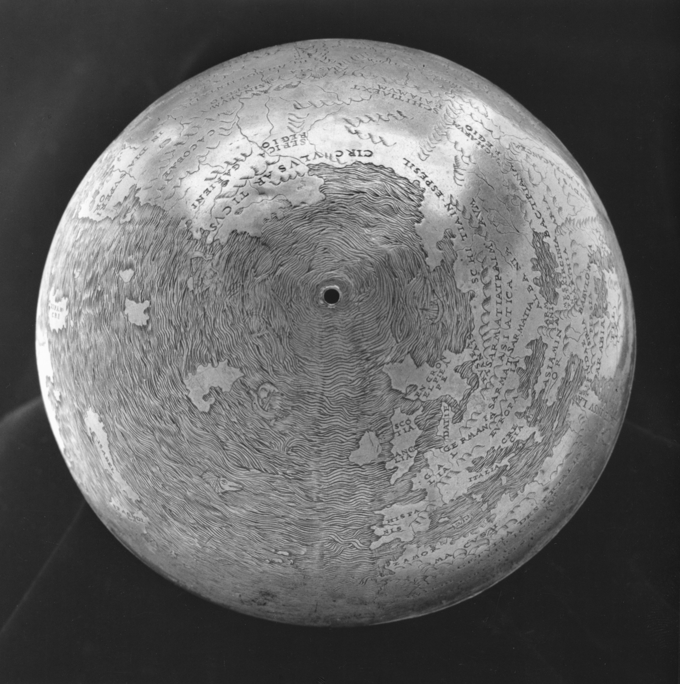 Antique celestial globe showing constellations and stars