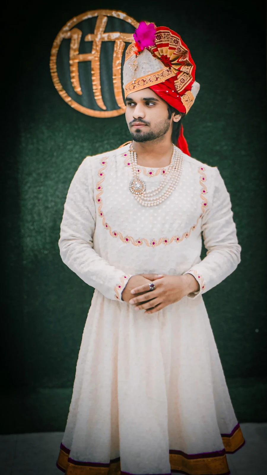 Ivory raw silk men's kurta pajama set