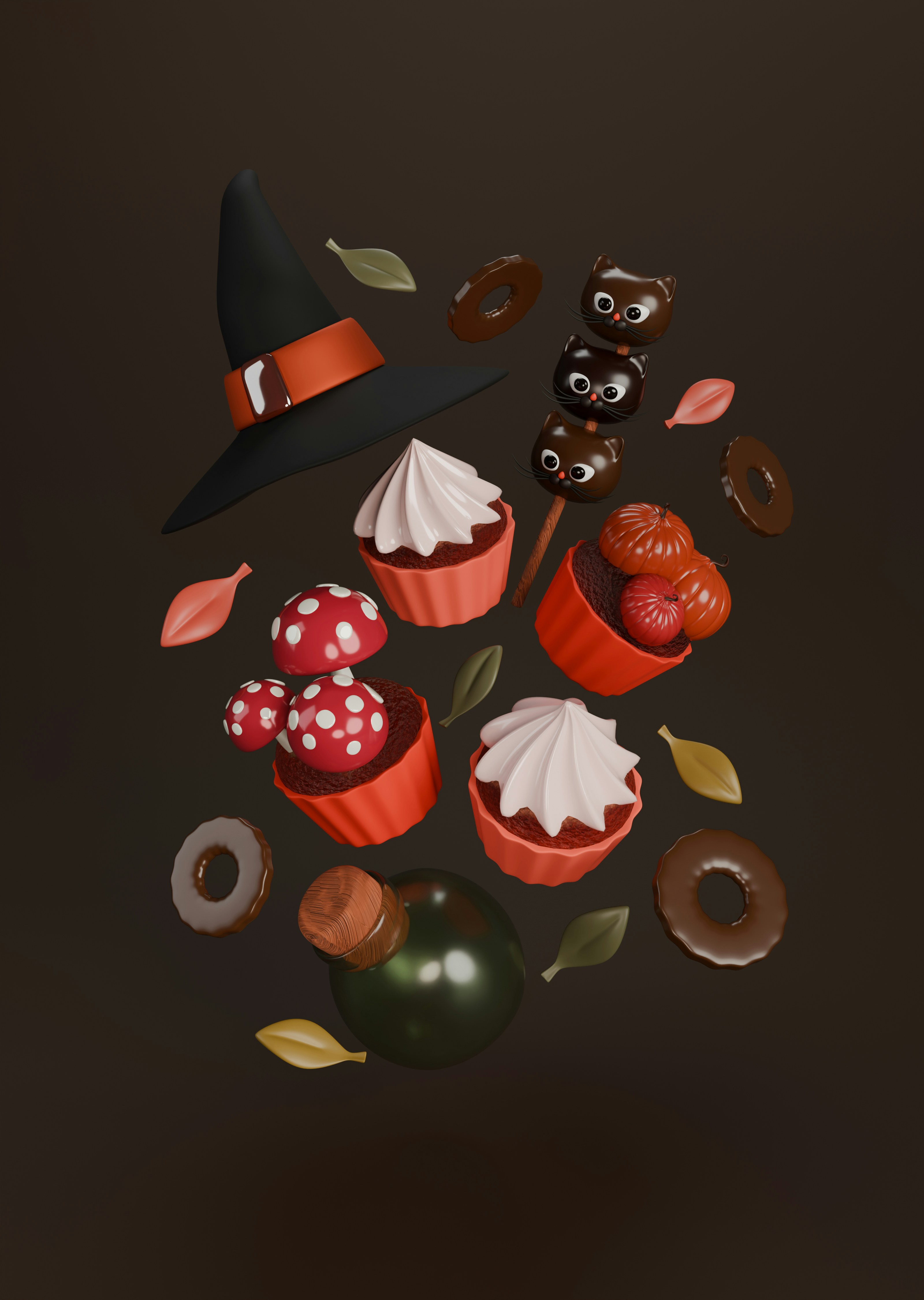 Ein Haufen Cupcakes, die in der Luft fliegen