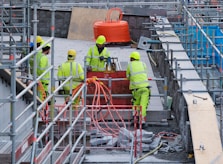 A group of construction workers working on a construction site