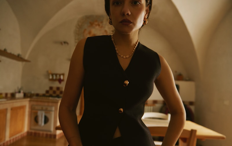 Chic Kyoto lady in black dress