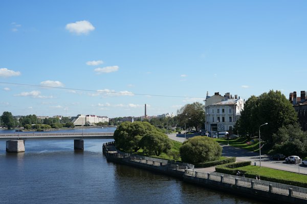 The harbour and the bridge to the castle island — Vyborg, Russia