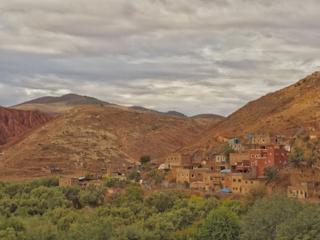 The Atlas Mountains - A red-earth Berber village built into the hillside