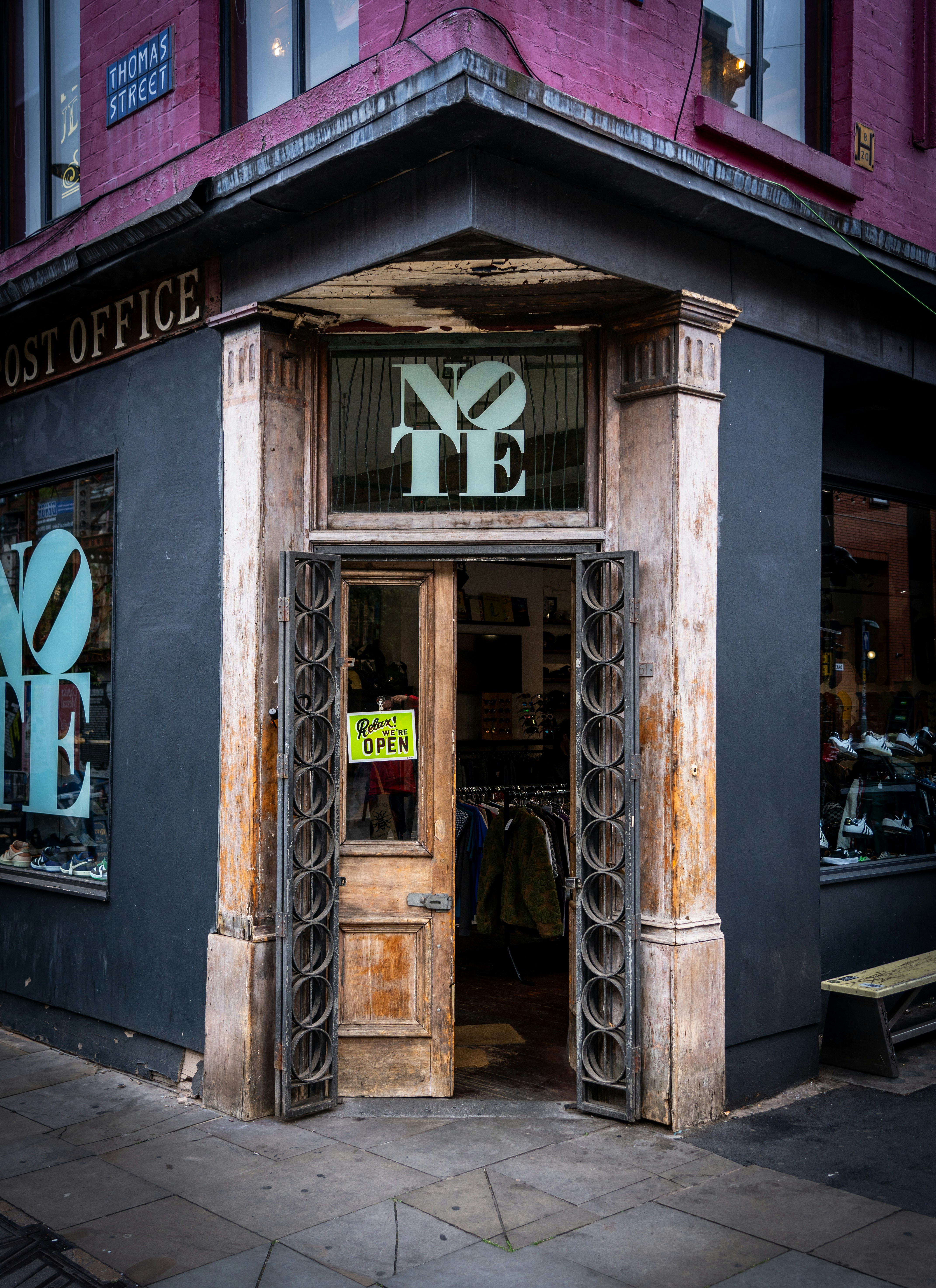 A building with a sign on the front of it