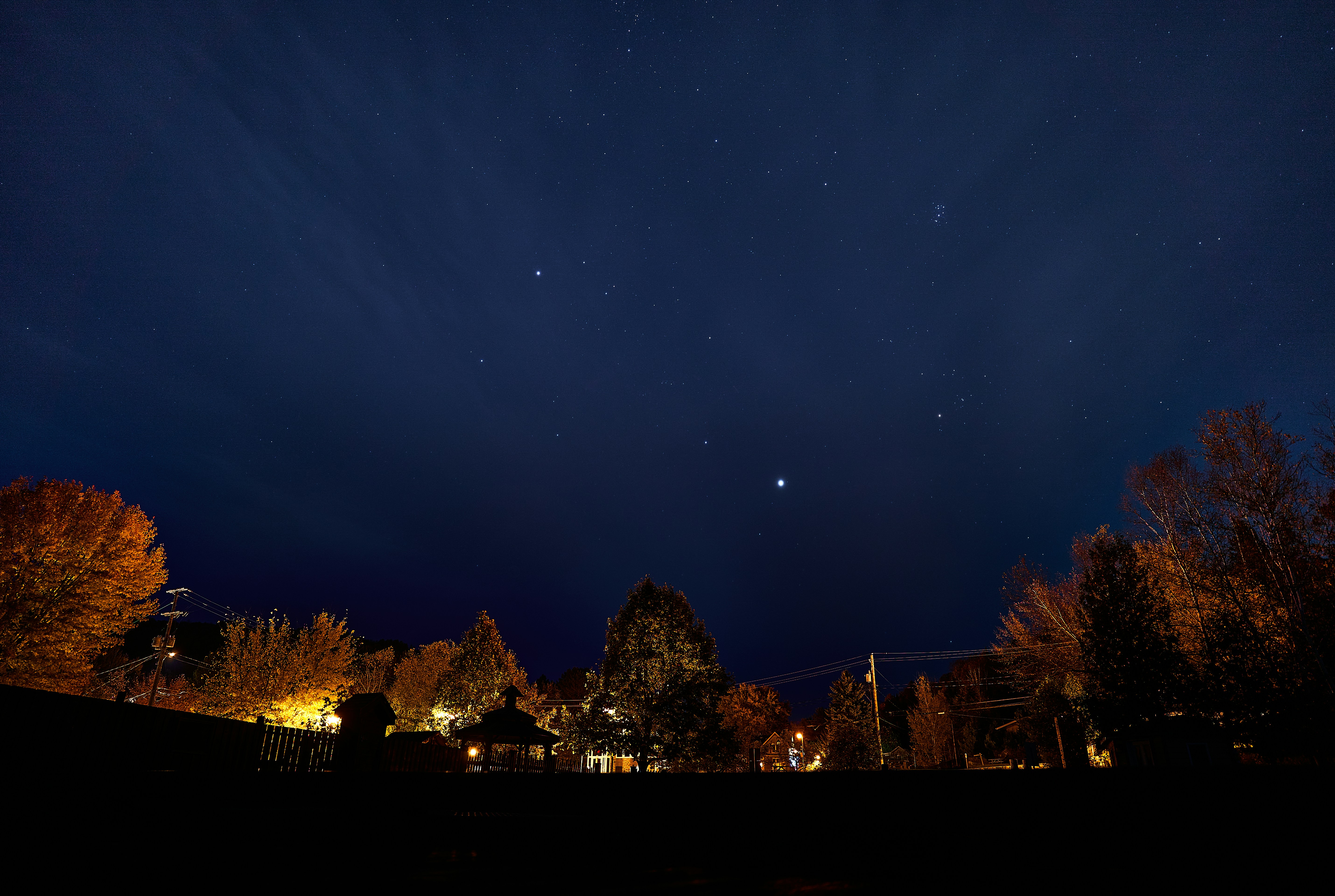 The night sky is lit up with stars
