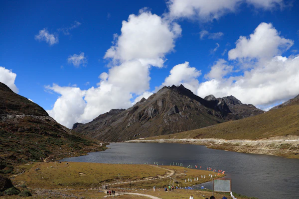 Community members gathered on a hillside in Arunachal Pradesh