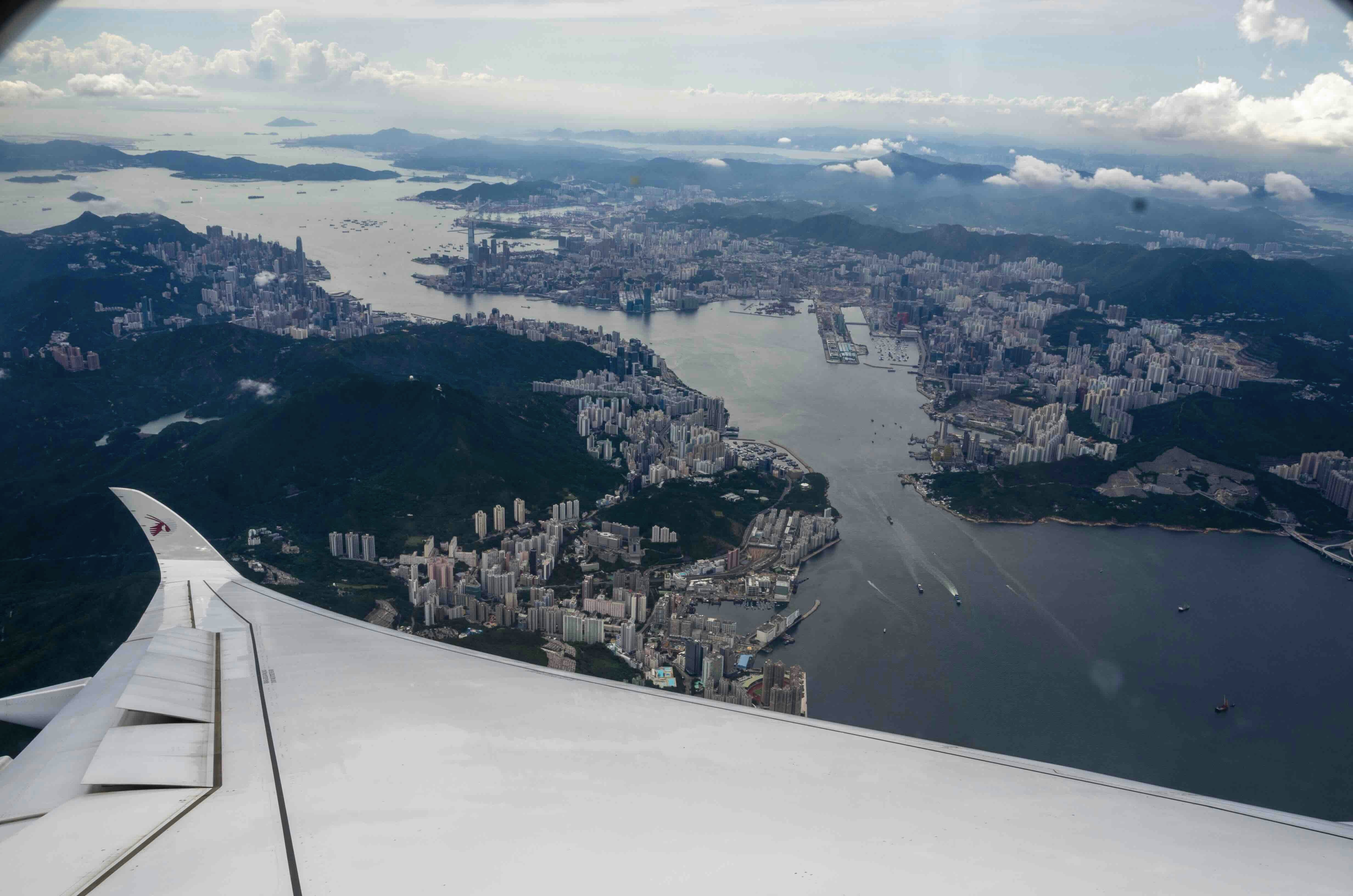 A view of a city from an airplane window