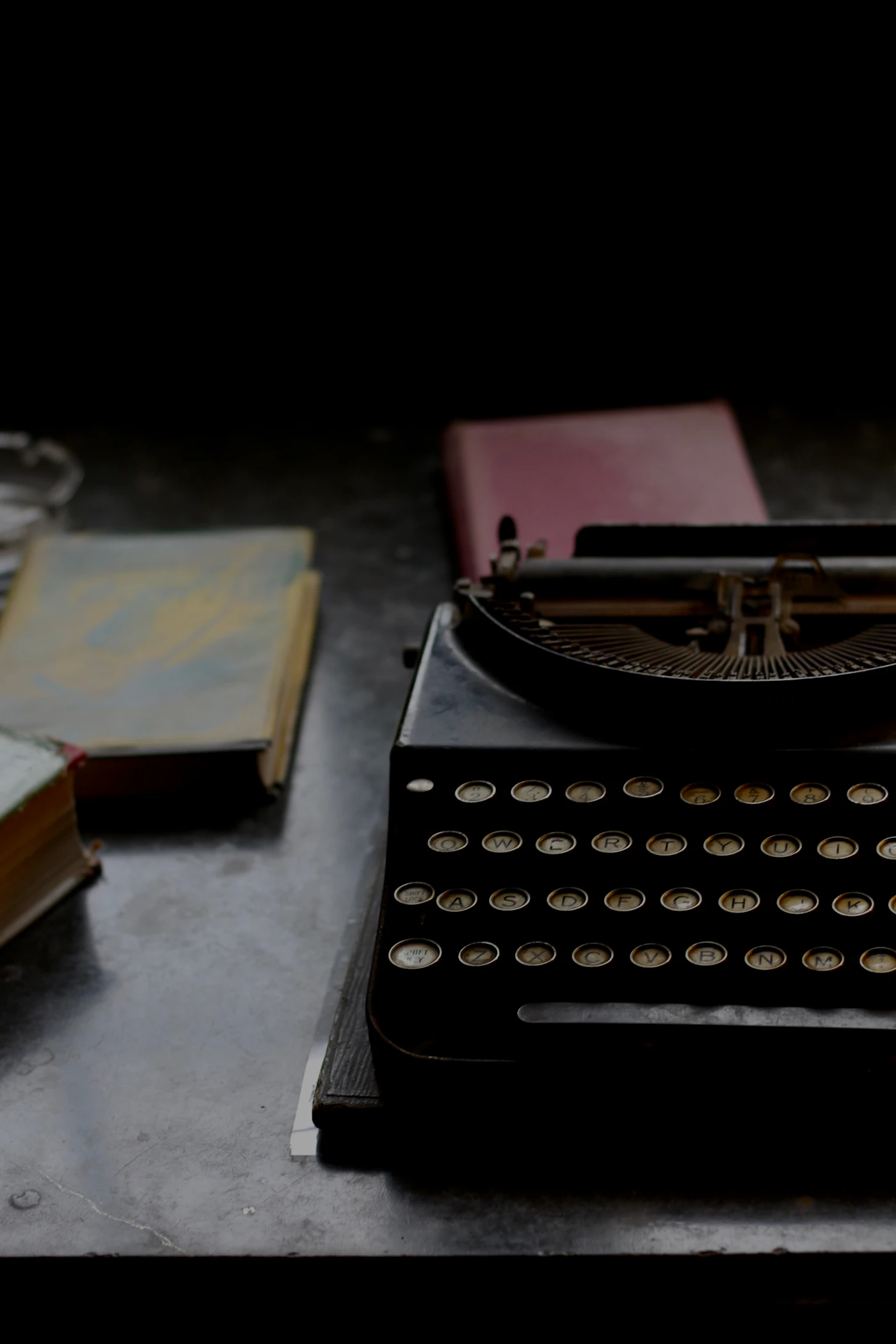 Vintage typewriter in low light