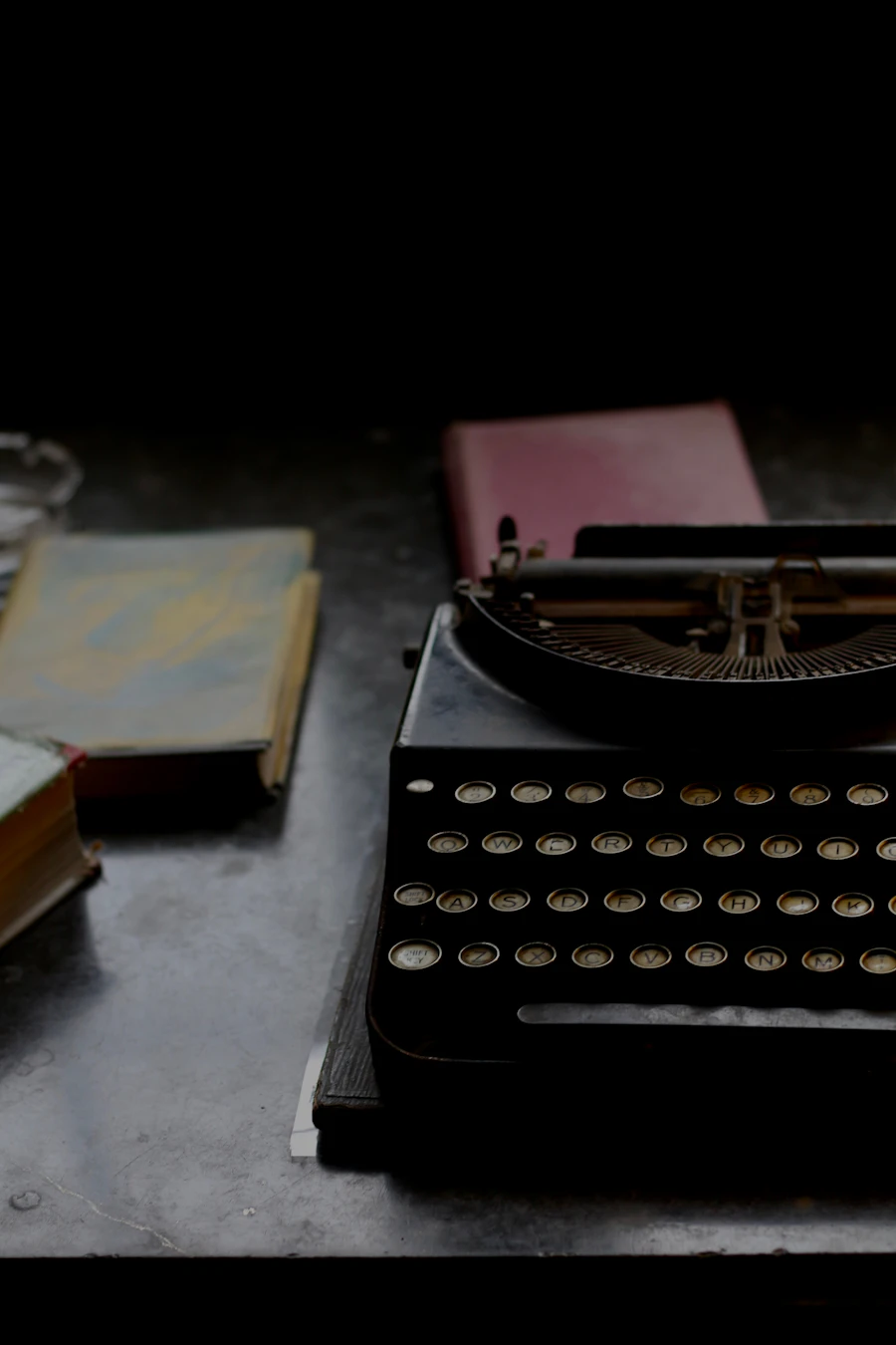 Vintage typewriter in low light