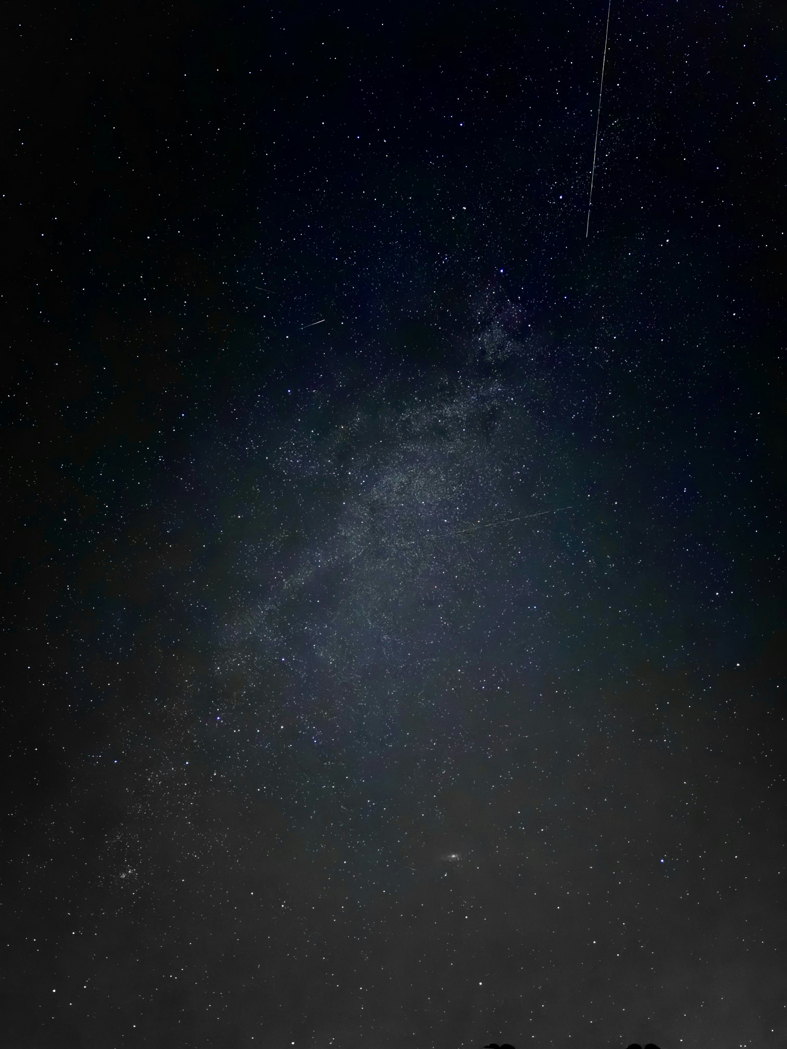 A group of people standing on top of a hill under a sky filled with stars