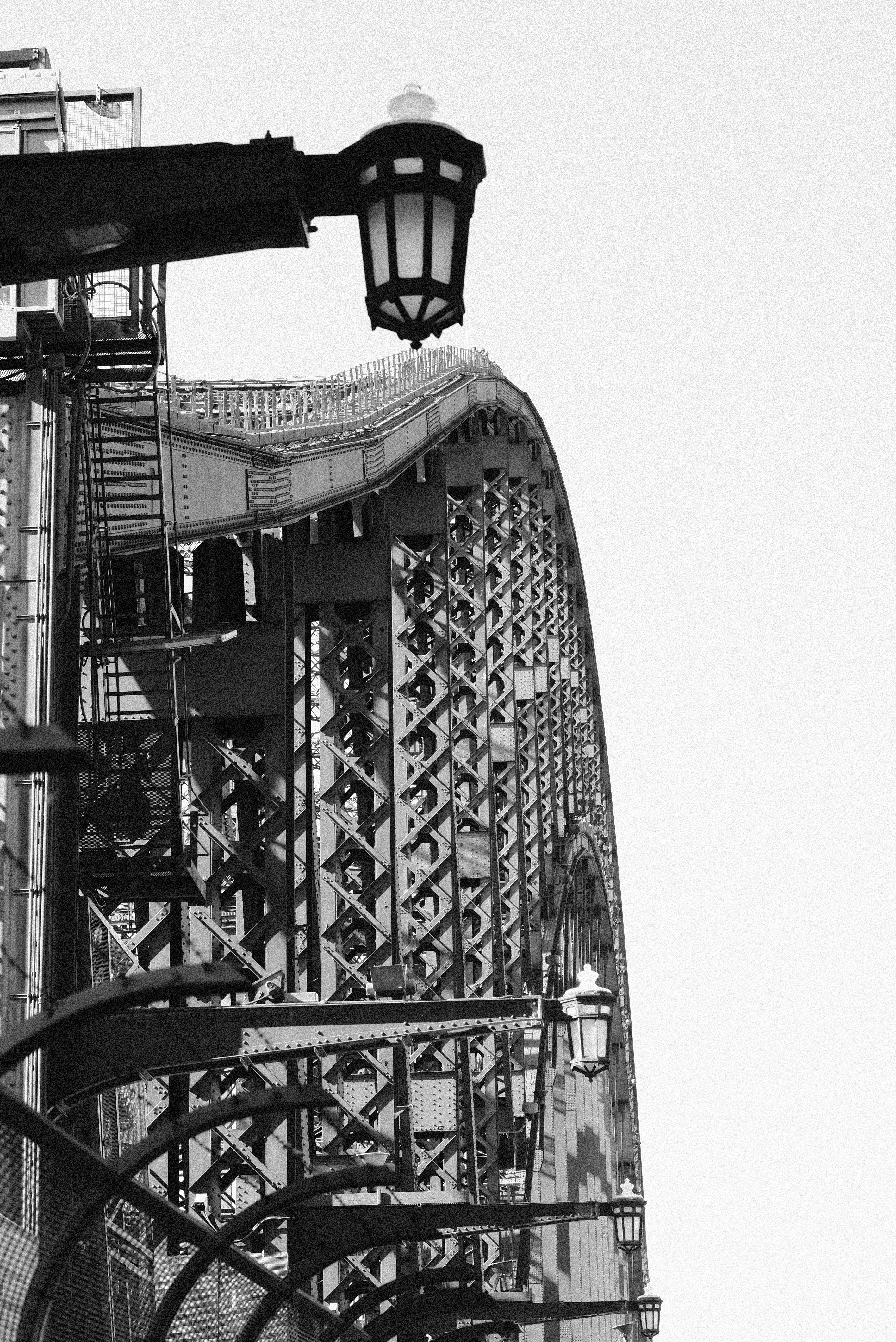 A black and white photo of a bridge photo Free Sydney harbour bridge