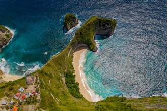 An aerial view of a small island in the ocean