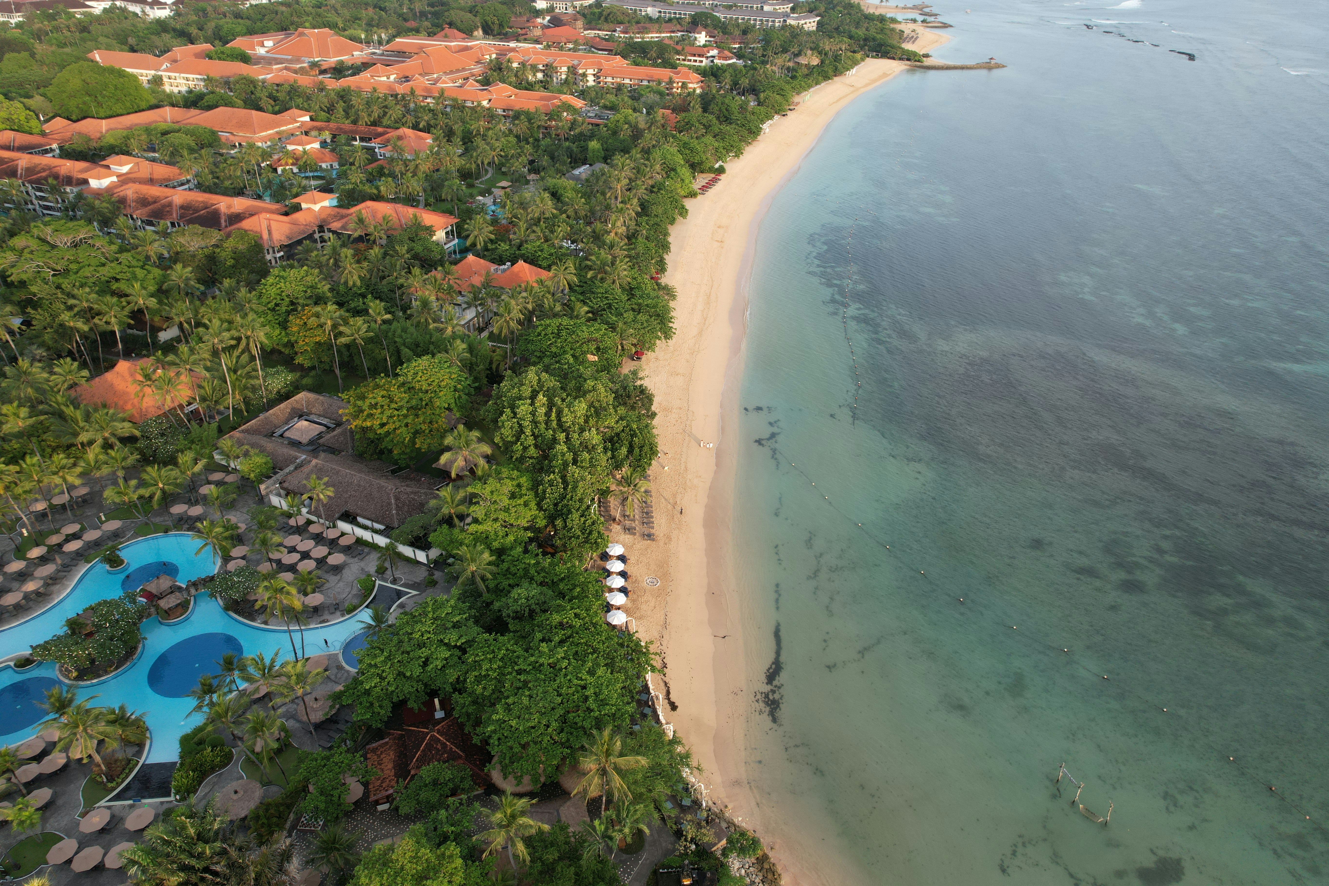 Aerial resort and beach view