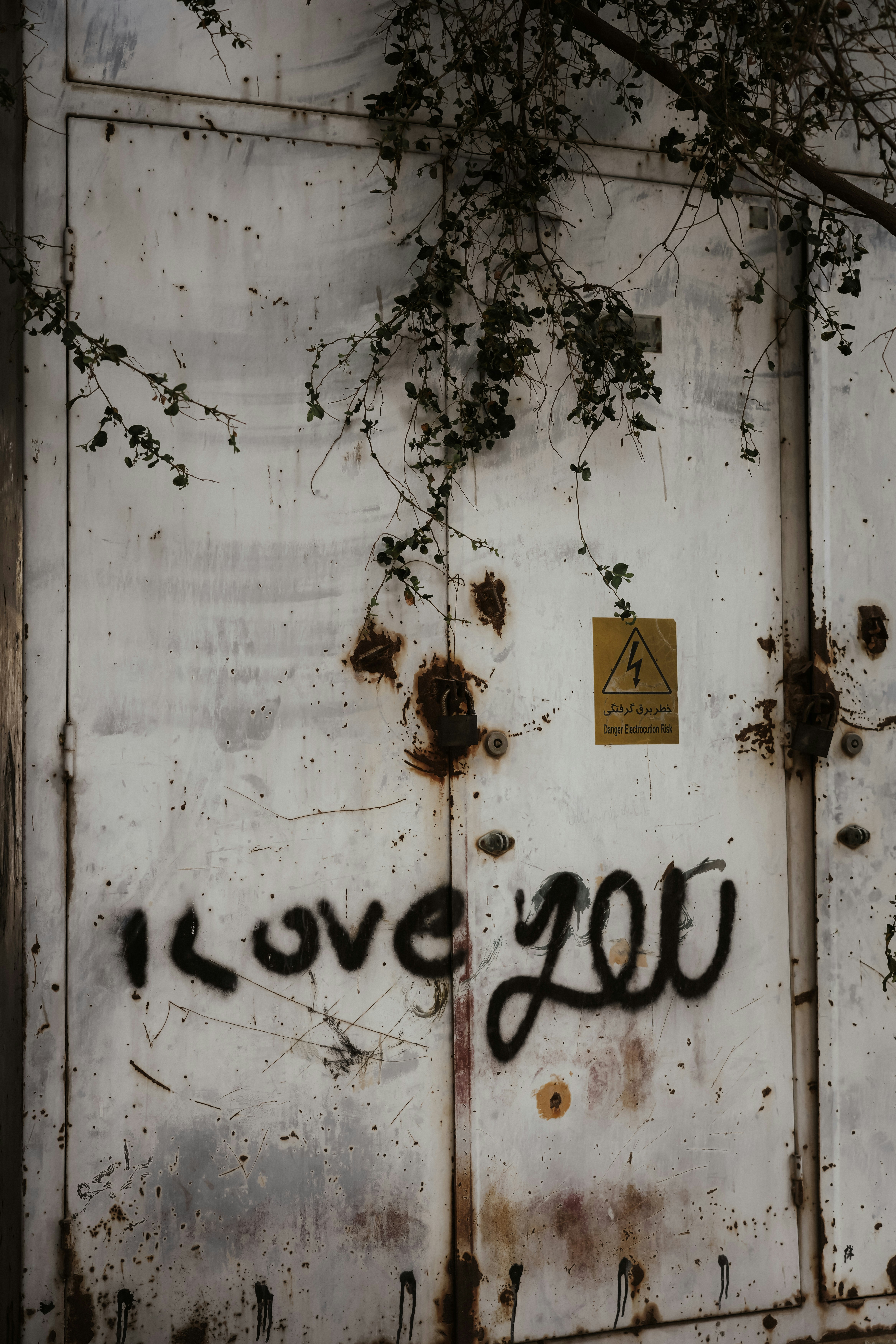 A door with graffiti written on it