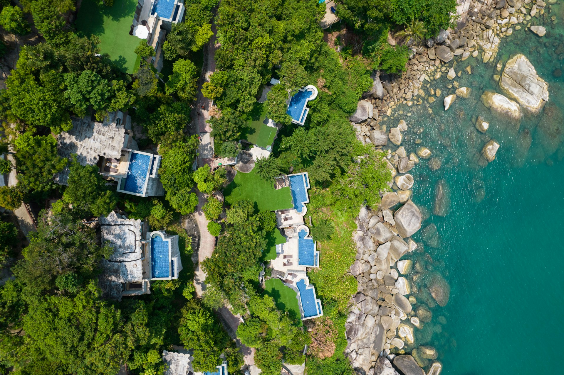 Aerial view of a luxury resort on Koh Phangan