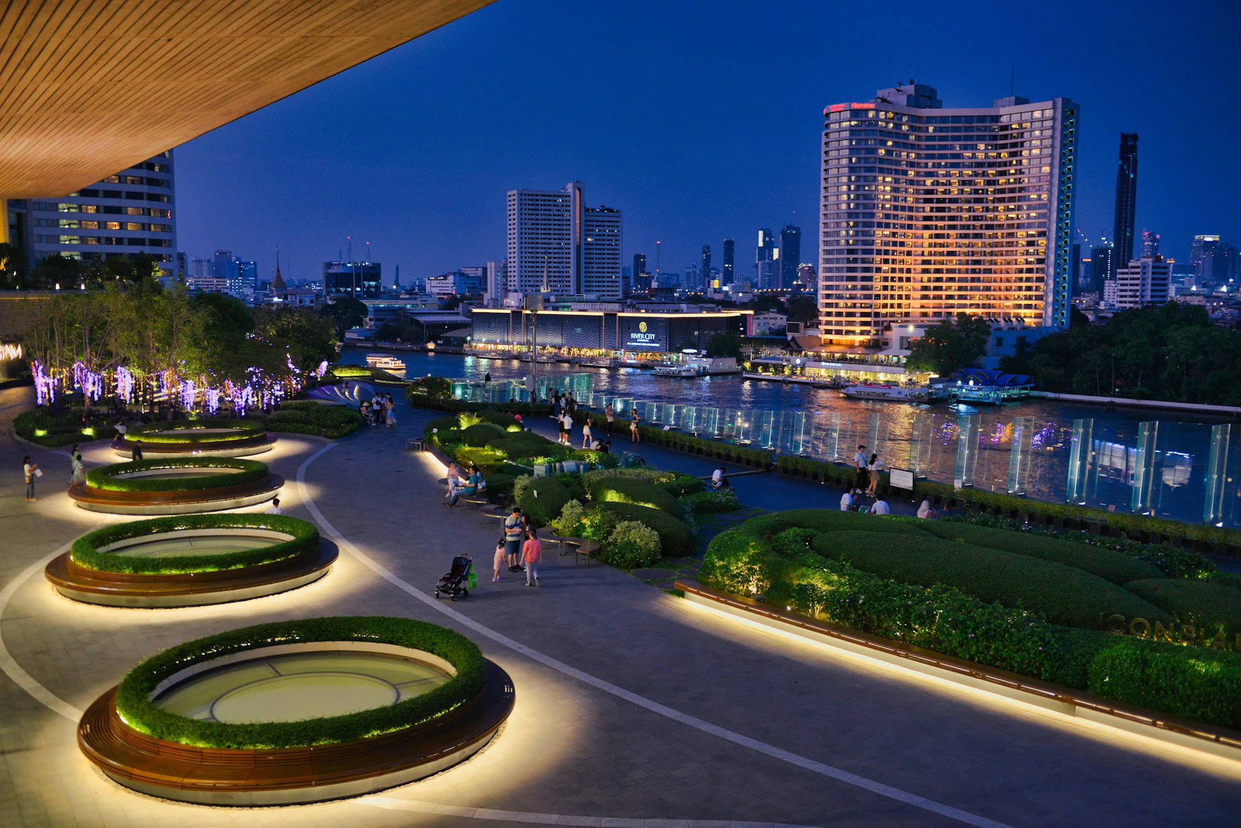Bangkok skyline photographed from Icon Siam at night