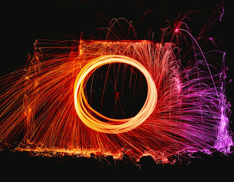 A picture of a camera with a lot of light in it