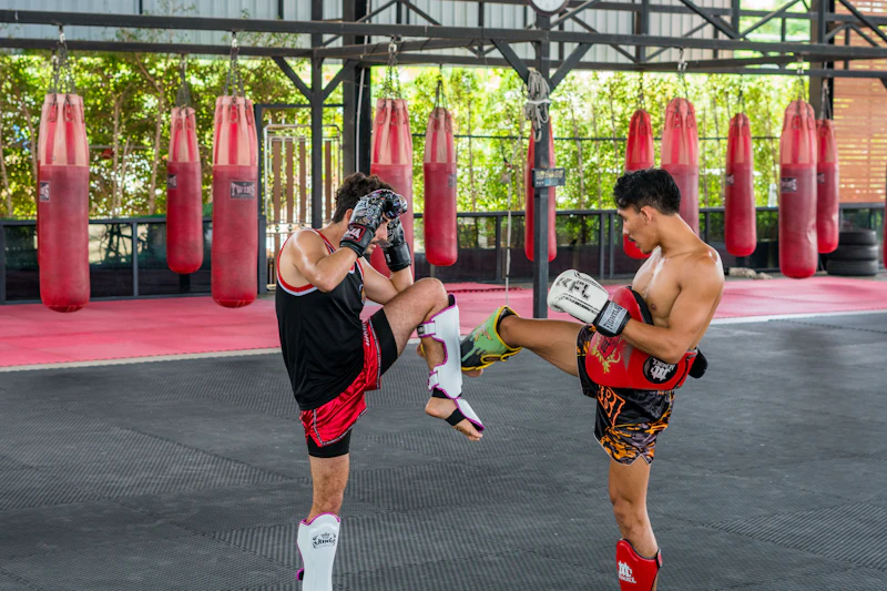 Muay Thai training in a gym