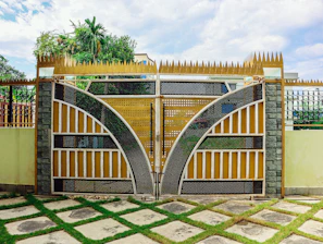 A gate that has a design on it