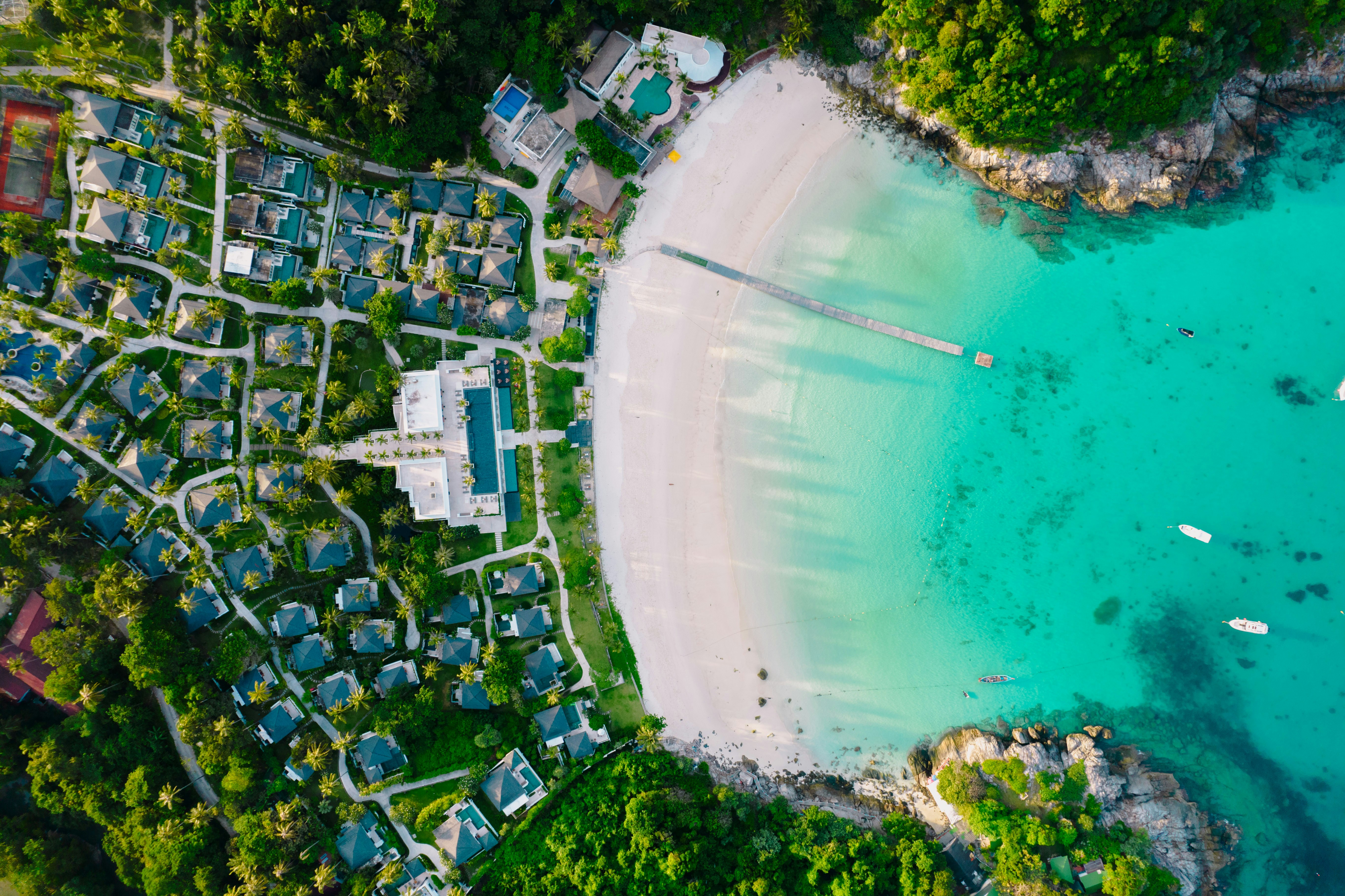 Beach and resort aerial view