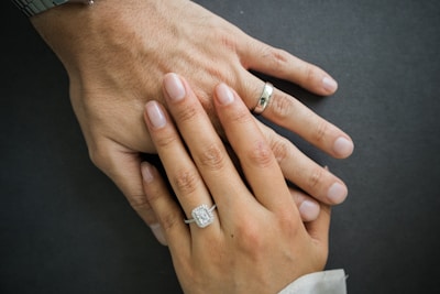 A close up of two people holding hands