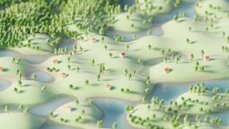 A computer generated image of a snowy landscape