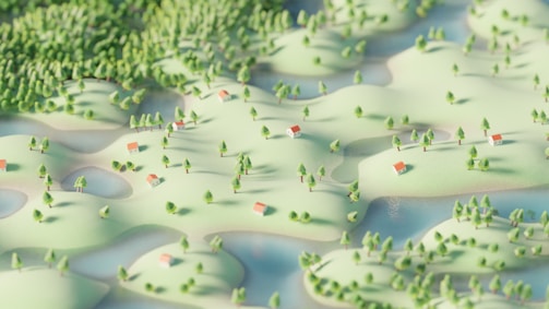 A computer generated image of a snowy landscape