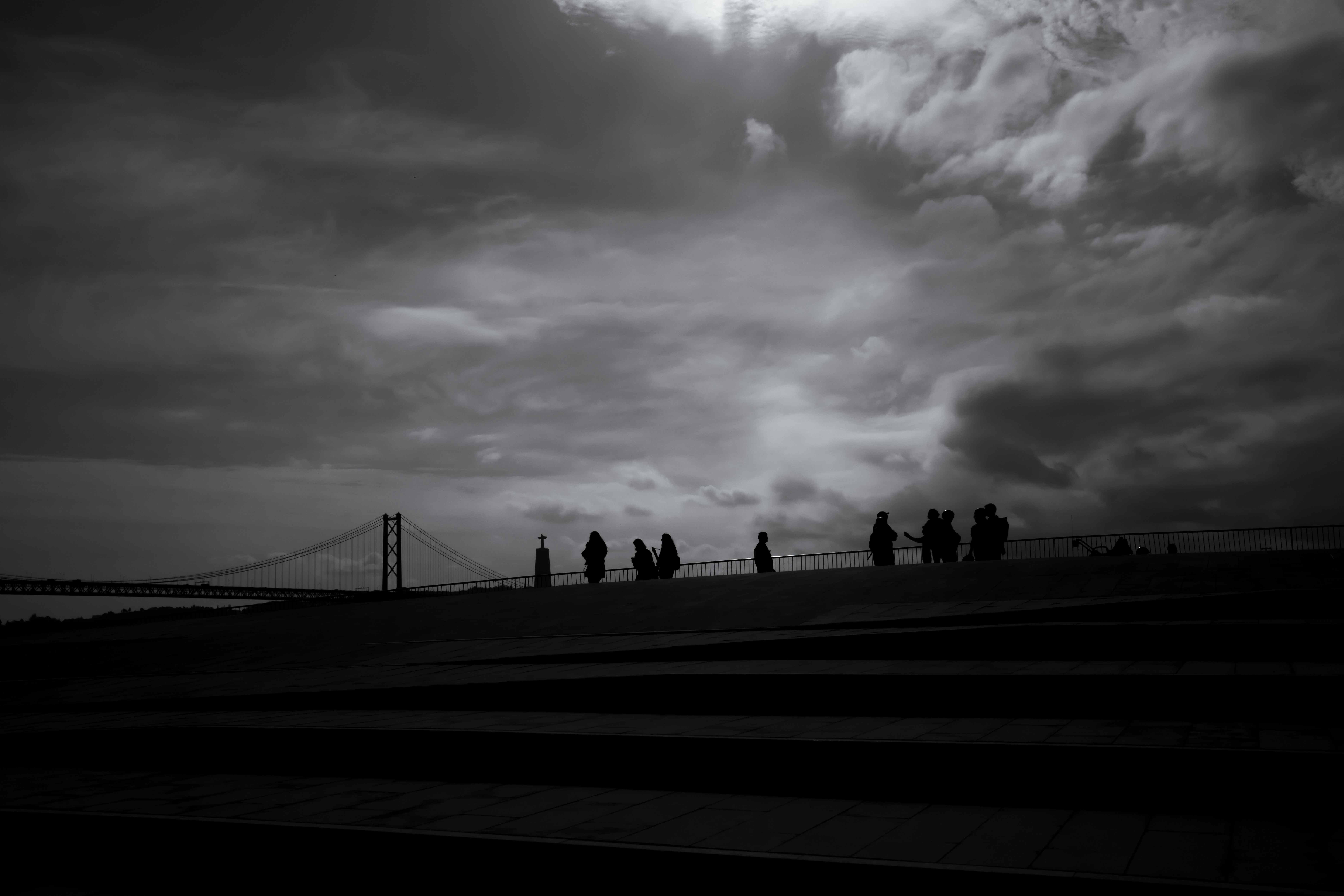 stairwell descending into shadow