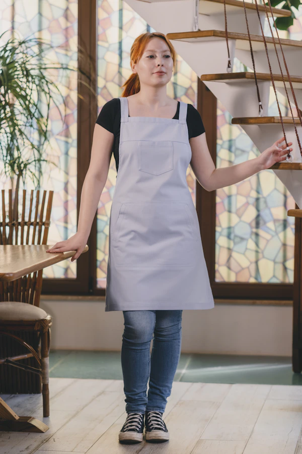 Kitchen apron hanging in rustic setting