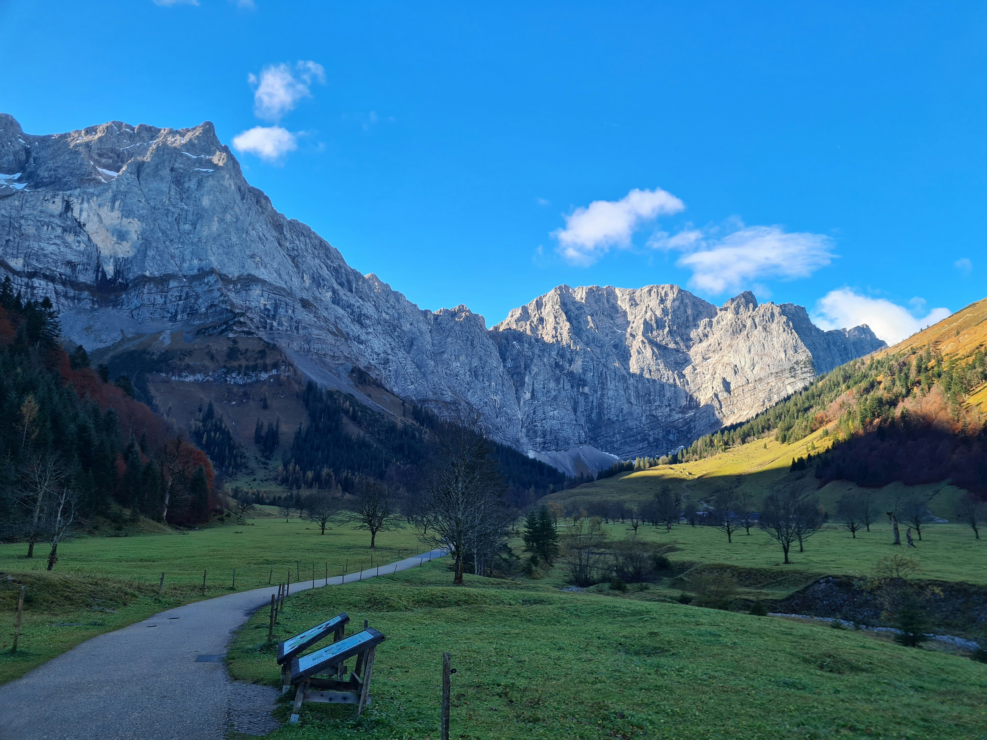 A scenic view of mountains and a path