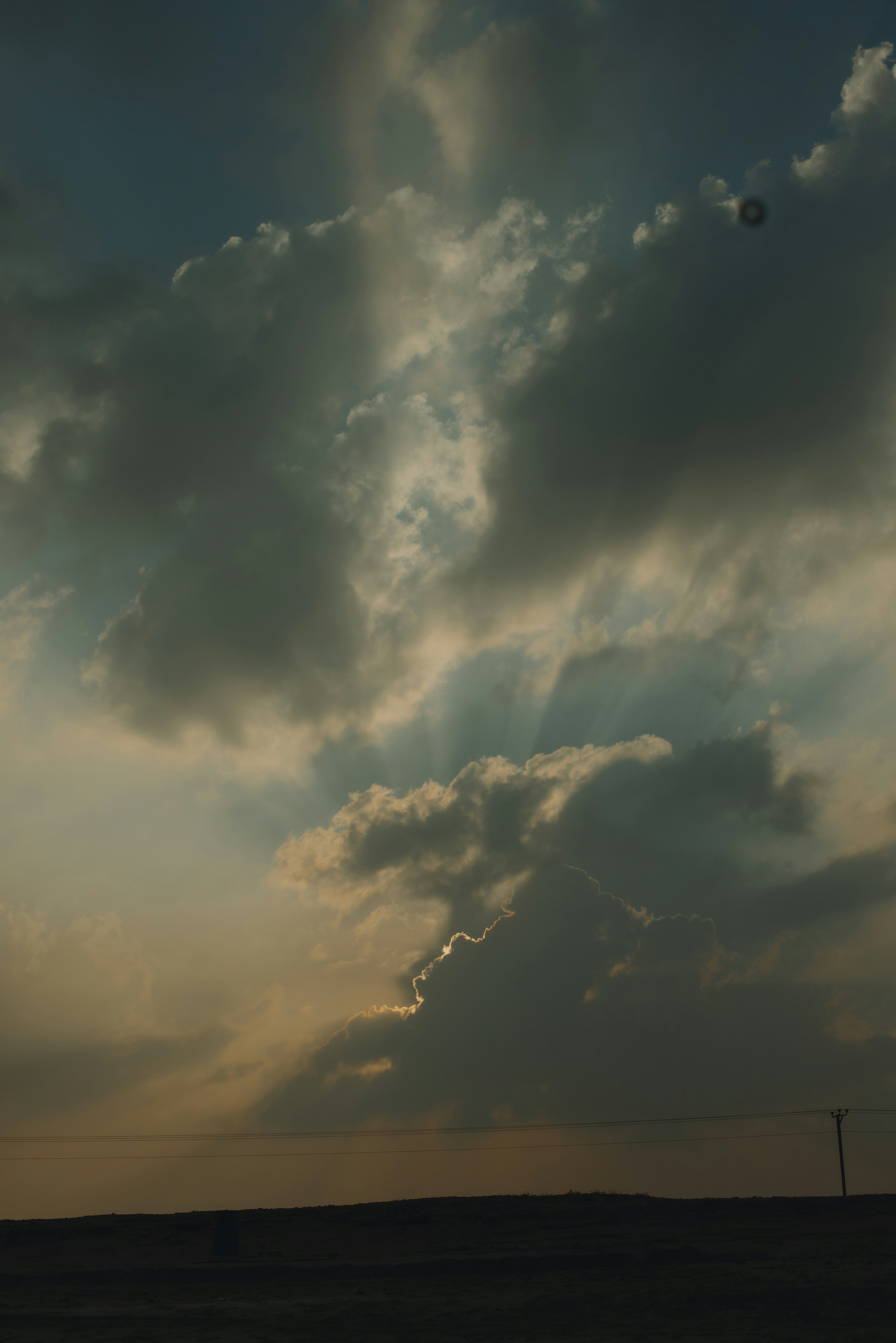 A person flying a kite on a cloudy day