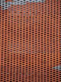 A close up of an orange and grey mesh
