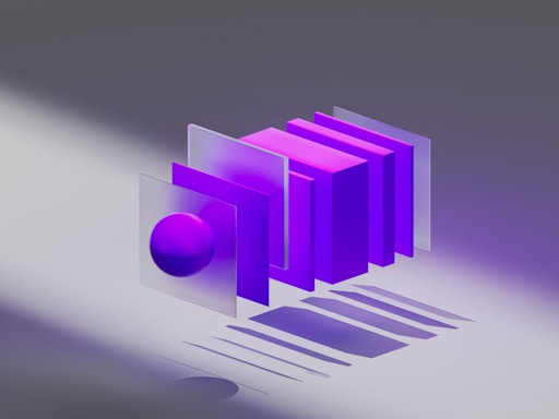 A purple object with a shadow on the ground