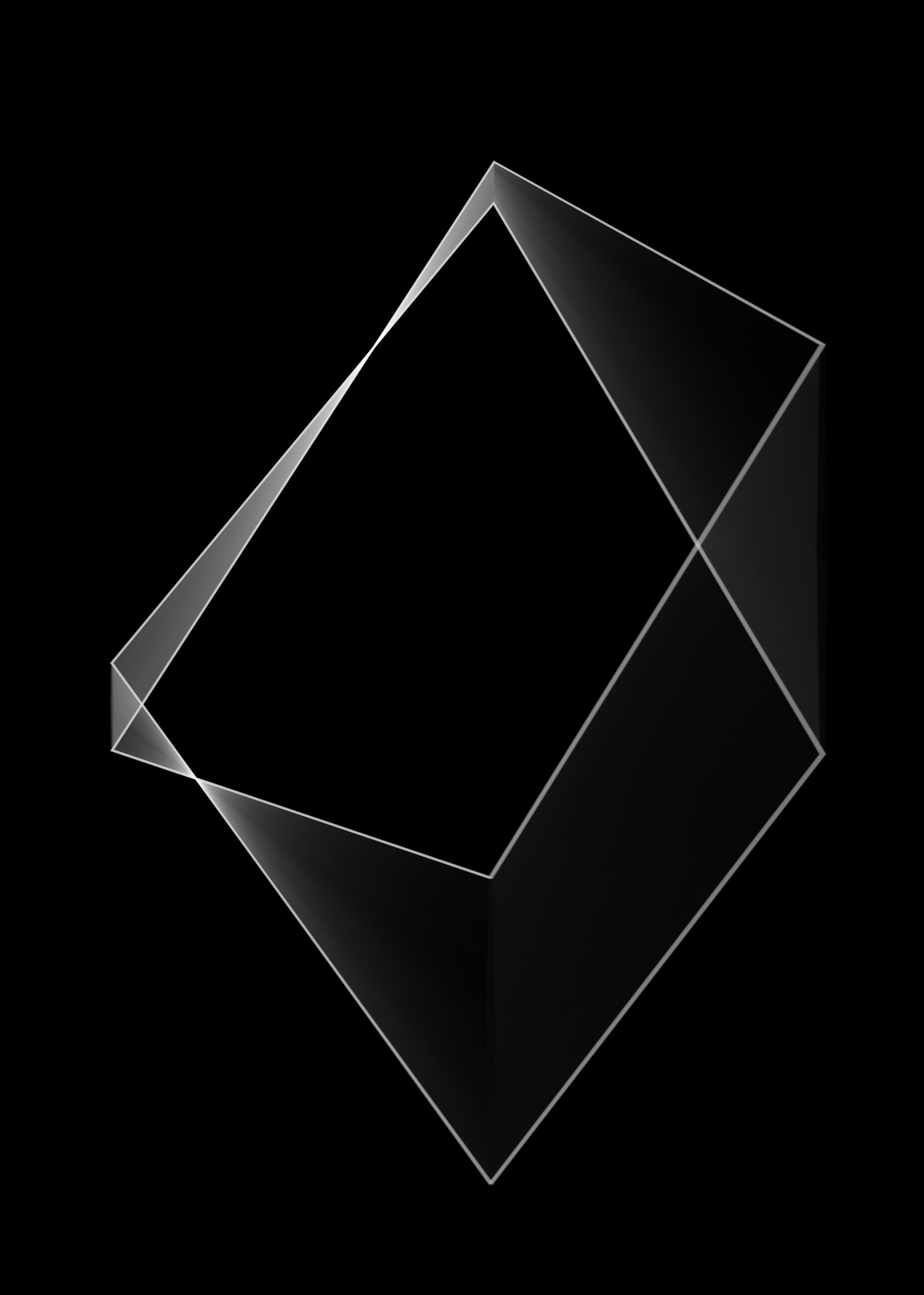 A black and white photo of a diamond
