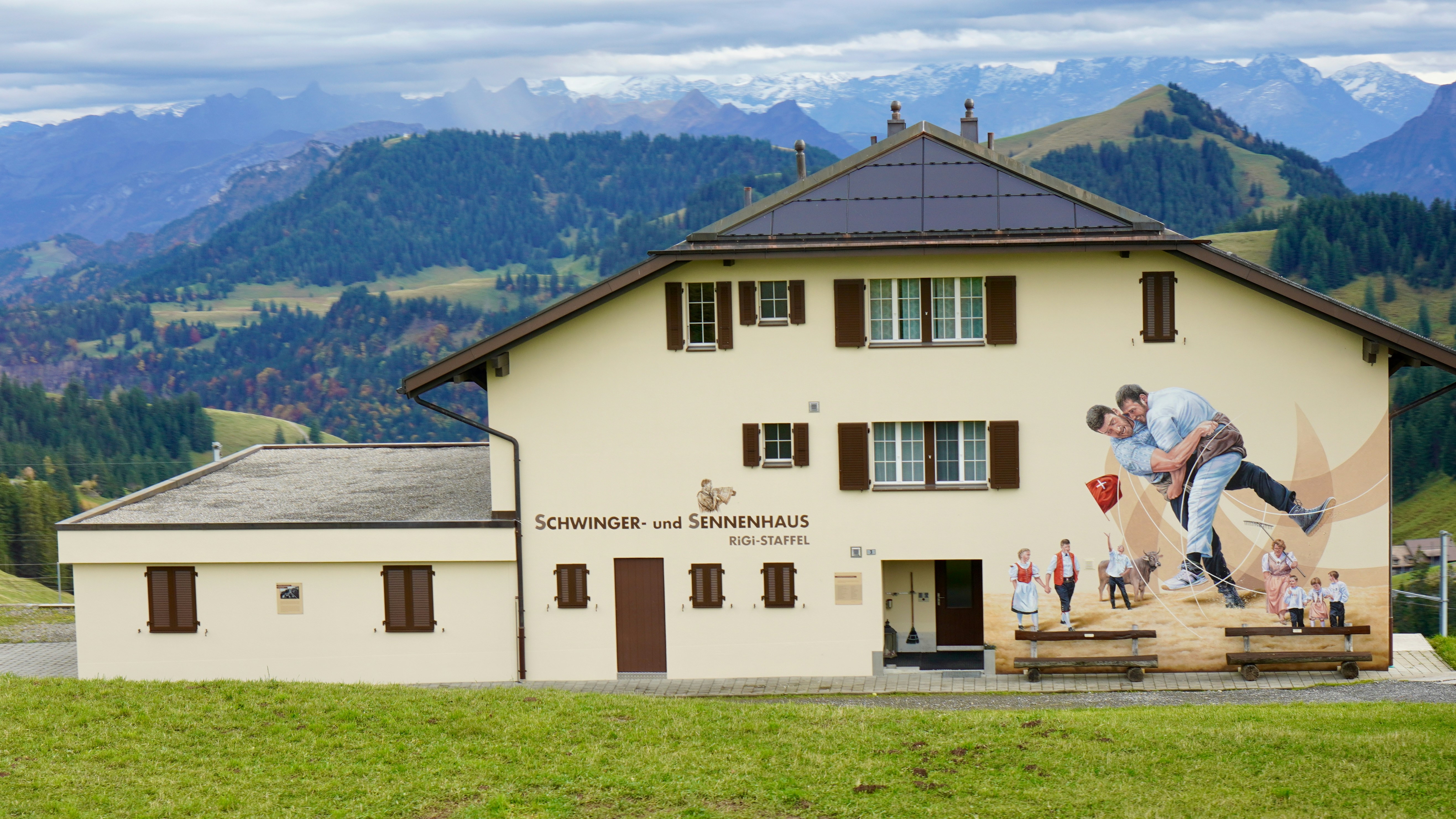 A building with a mural on the side of it