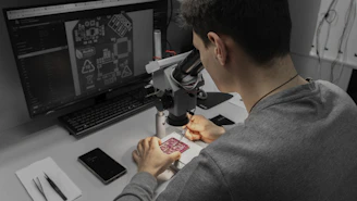 A man sitting at a desk in front of a computer