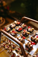 A tray of desserts on a table