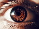 A close up of a person's brown eye