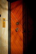 A door with a sign on it in a room